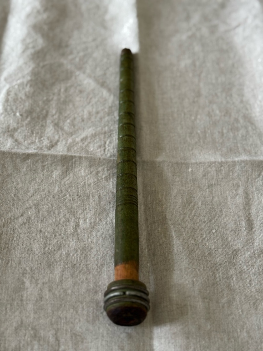 Vintage Olive Green Textile Thread Bobbin